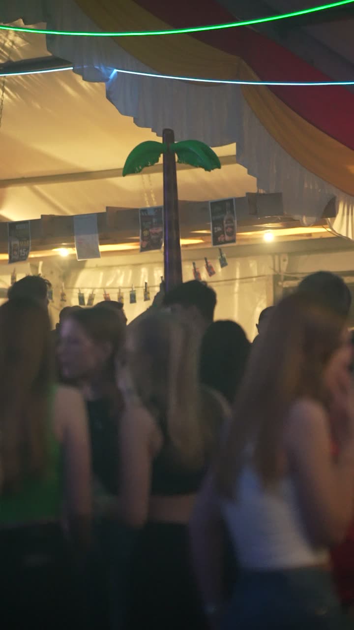 Malle-Area mit Palme und Gästen